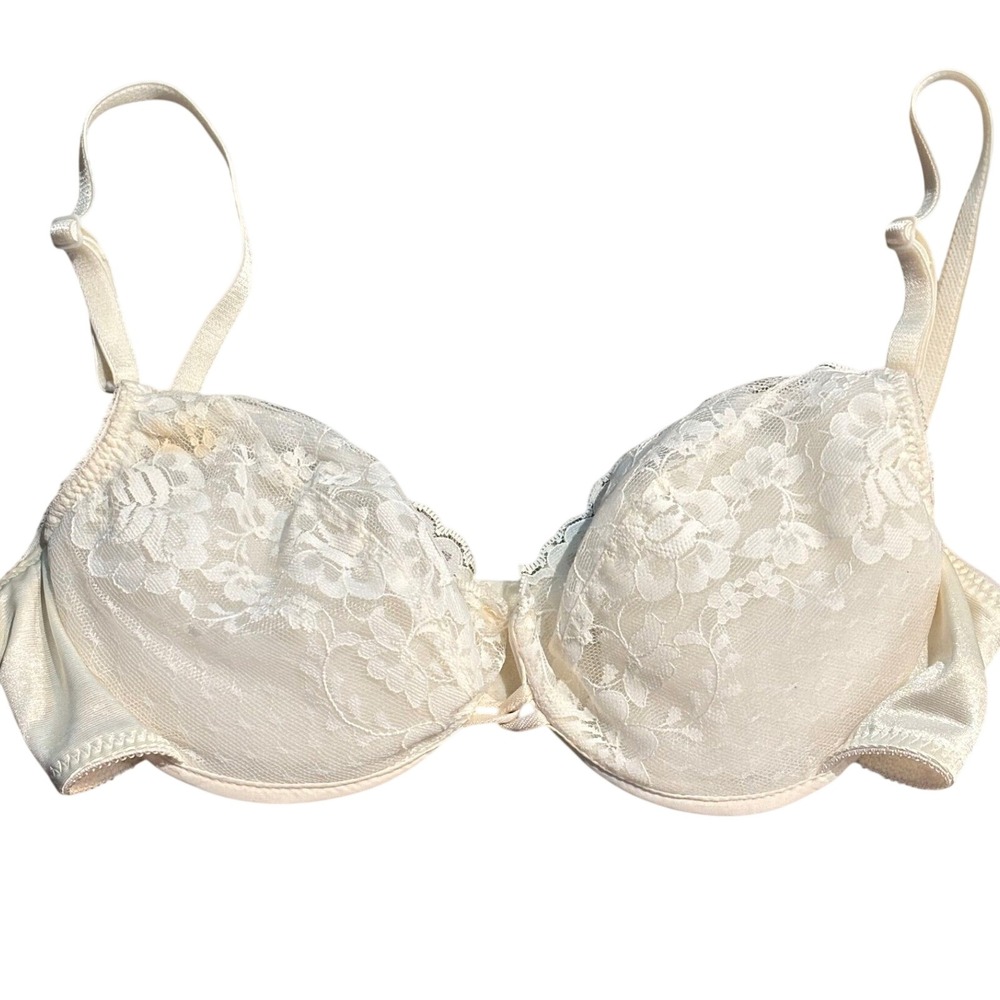 Vintage Trendsetters Ivory‎ Floral Lace Underwire Bra 32C Style 1188 Cream